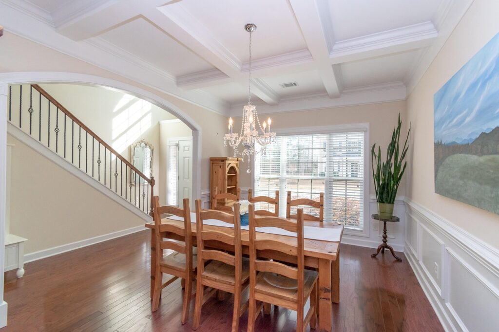 coffered ceiling in living room