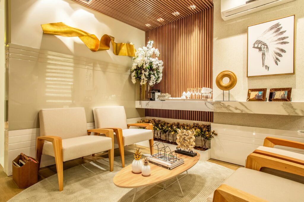 sofa elevating space, wall decorations, small room
