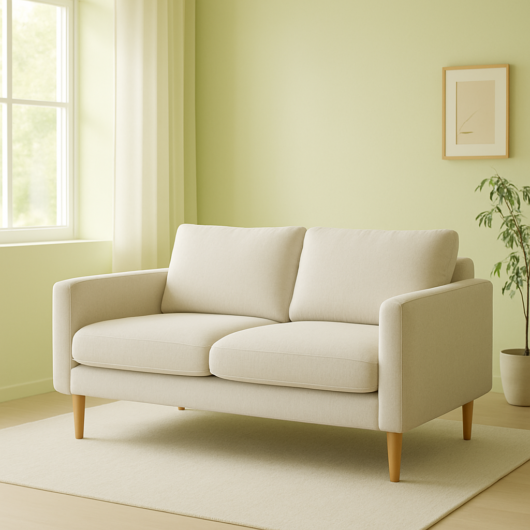 two seater sofa with wooden legs