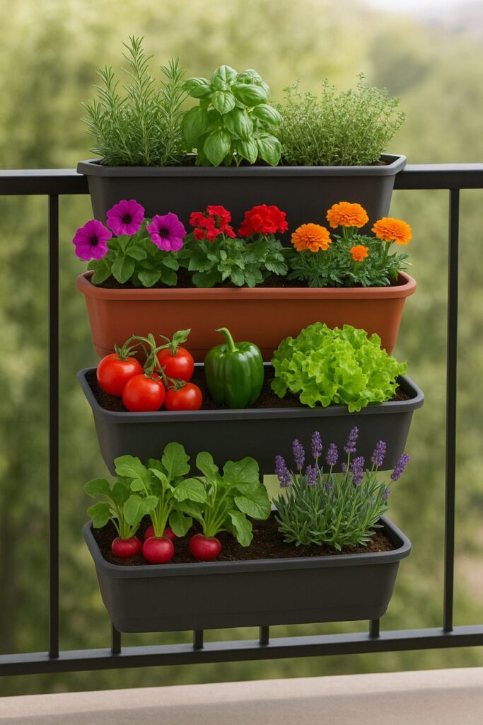 balcony garden in bloom