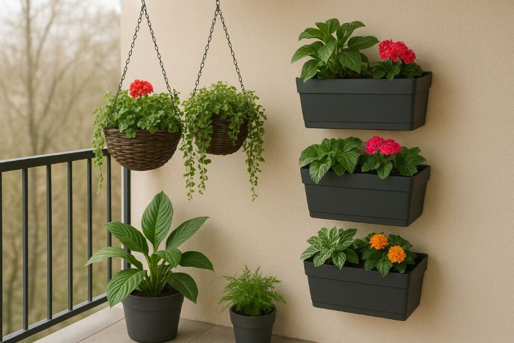 balcony garden with lush foliage